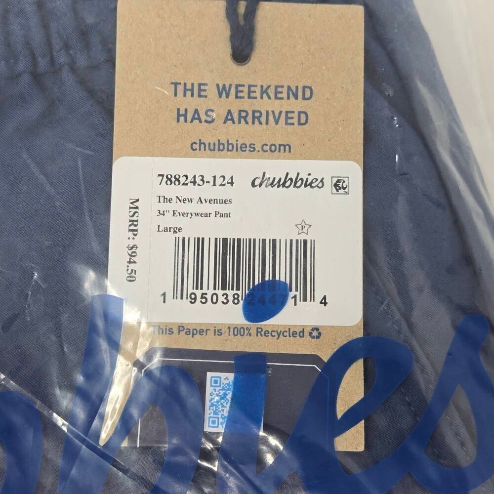 CHUBBIES EVERYWEAR PANT MENS LARGE 34" INSEAM BLUE THE NEW AVENUES NEW - Picture 3 of 4